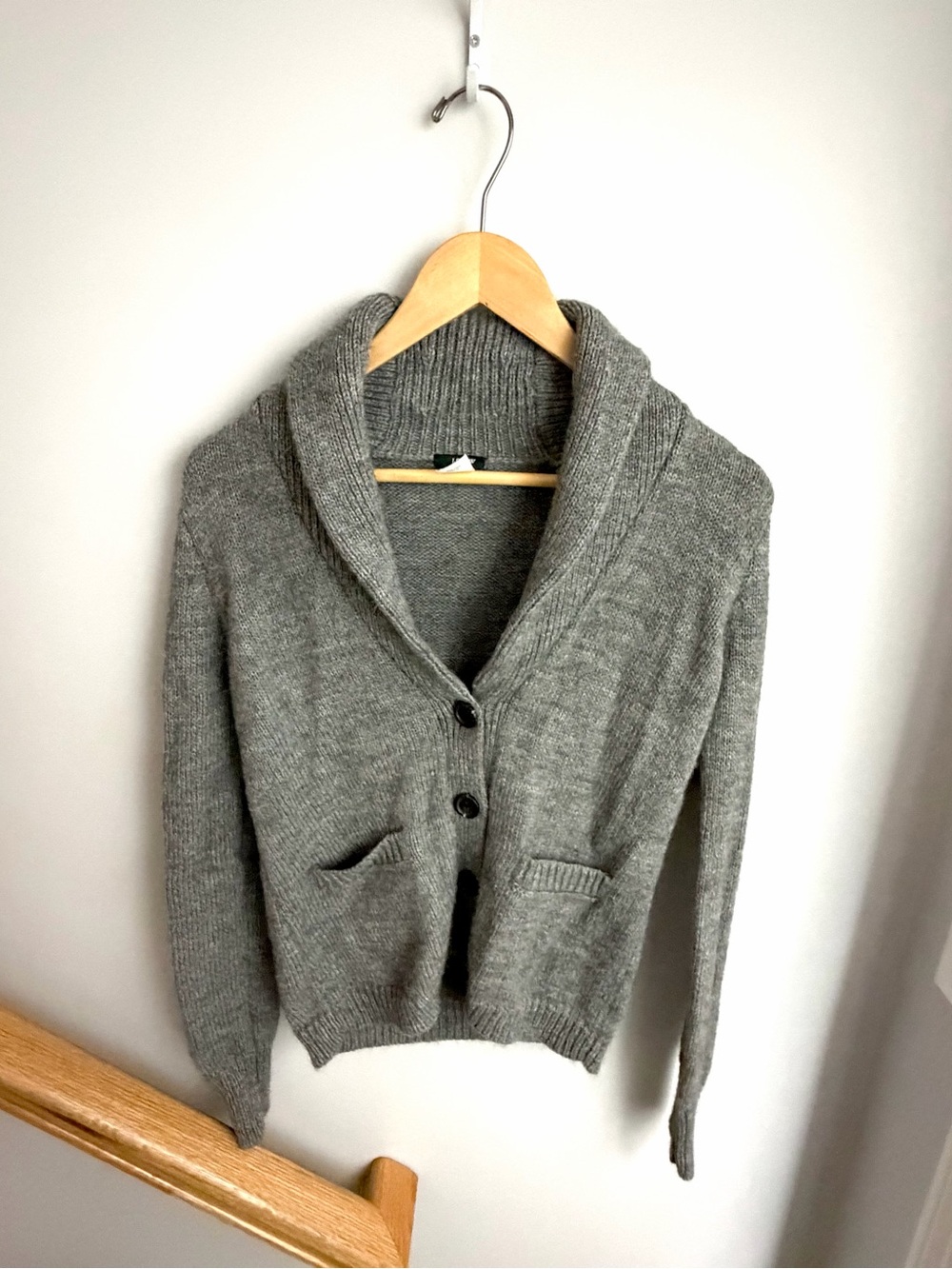 J. Crew Dark Gray Button-Front Merino Wool Women's Cardigan Sweater